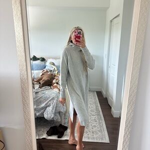 Cozy Gray Knit Sweater Dress